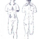 loc. Medde - Oliena (NU). Descrizione grafica di età ottocentesca del bronzetto figurato di Aristeo di età romana (II-III sec. d.C.).